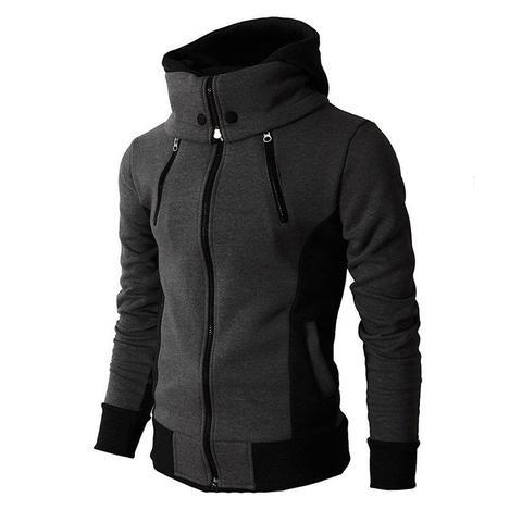 F.J.C.  S.M. men's  Zip UP Hooded  Fake Two Piece Sports Cardigan