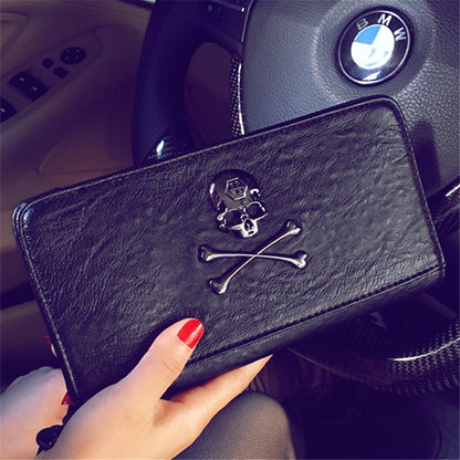 S.B. Women's skull soft leather wallet