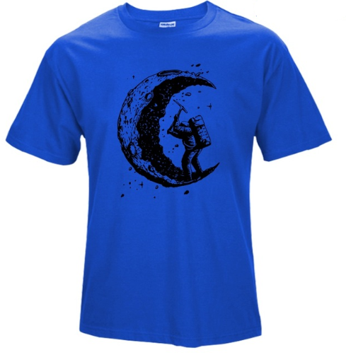 S.M. Digging The Moon Print Casual T-Shirt