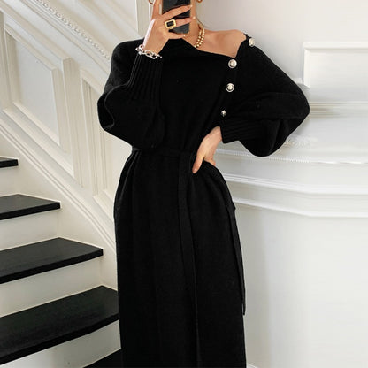 S.W. New French style with coat under sweater long over the knee knit dress