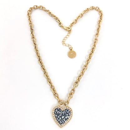 Women's Versatile Fashion Leopard Print Heart Acrylic Pendant Necklace