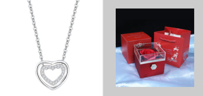 S925 Sterling Silver Heart To Heart Pendant Necklace