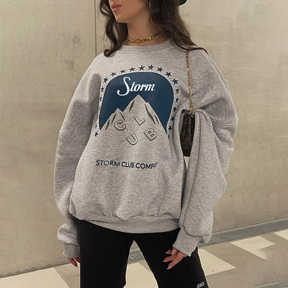 S.W. "Storm Club"  Graphic Print Crew Neck women's Sweatshirt