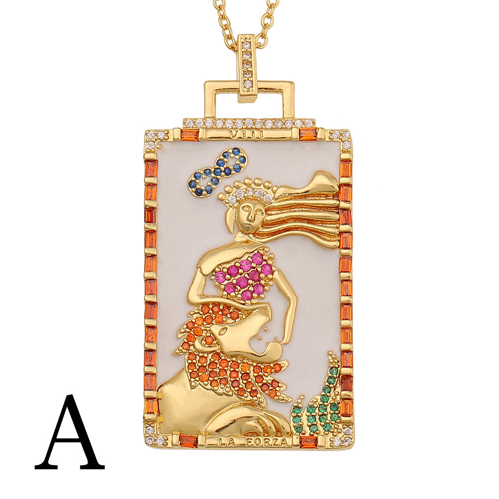 European And American Hip Hop Jewelry Copper Drip Oil Zircon Pendant