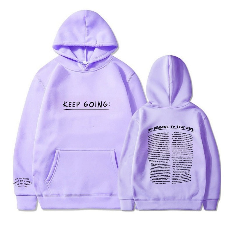 S.M Letter Printing Long-sleeved Drawstring Hooded Sweatshirt S.W.