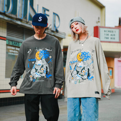 Hip Hop Couple Loose Long Sleeve T-shirt