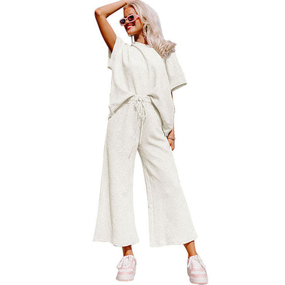 S.W. Loose Short Sleeve Women's Pants Suit