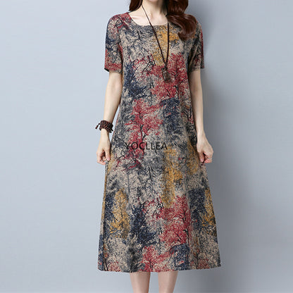 Women's long abstract pattern Dress Plus Size