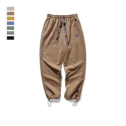 Men's SOLID COLOR Drawstring  stretch sweatpants S.M.