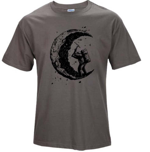 S.M. Digging The Moon Print Casual T-Shirt