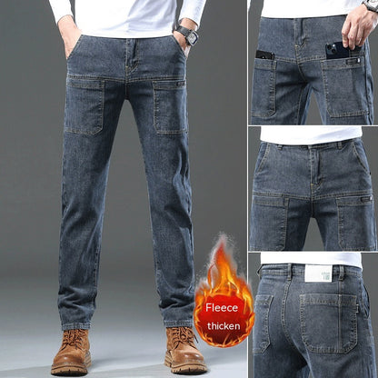 F.J.C. S.M. Thick Fleece-lined Denim Pants Men