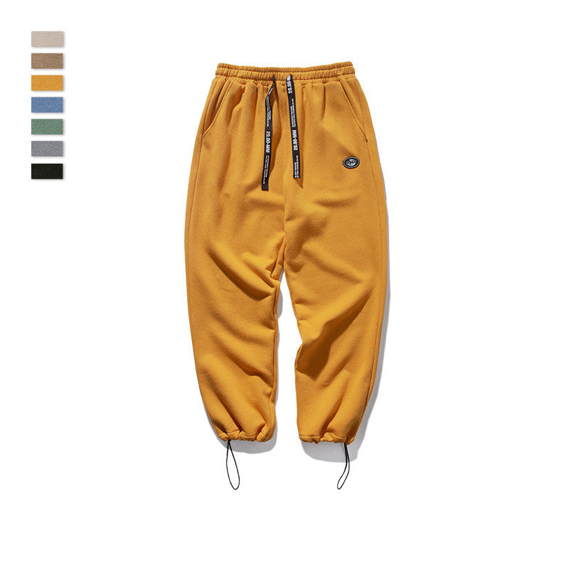 Men's SOLID COLOR Drawstring  stretch sweatpants S.M.