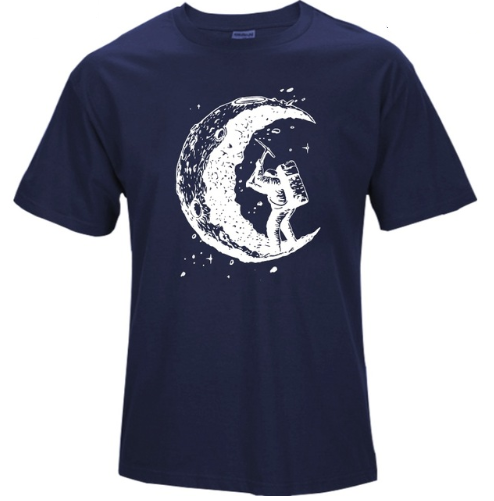 S.M. Digging The Moon Print Casual T-Shirt