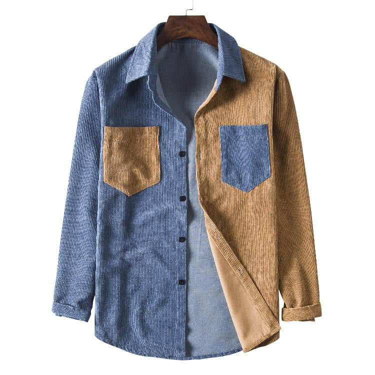 S.M. Corduroy Shirt Collar Solid Color Thickened
