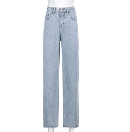 S.W. Patchwork Plain High Waist Button Jeans