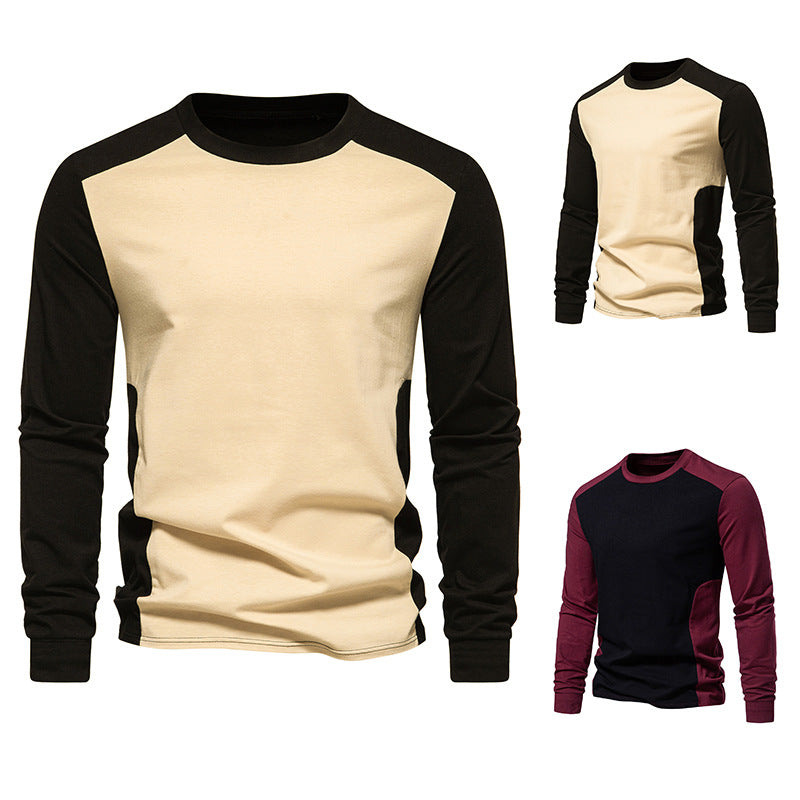 S.M. 2 Tone Round Neck Sleeve Men's Long Sleeve T-shirt