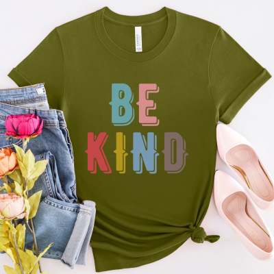 S.W.  Women's "Be Kind" Casual Round Neck Short Sleeves