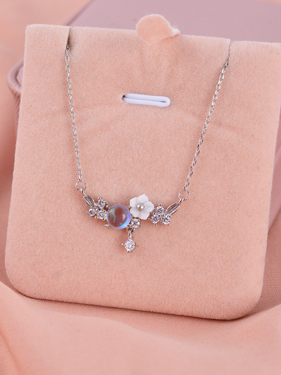 Flower Necklace Sterling Silver Clavicle Pendant For Women