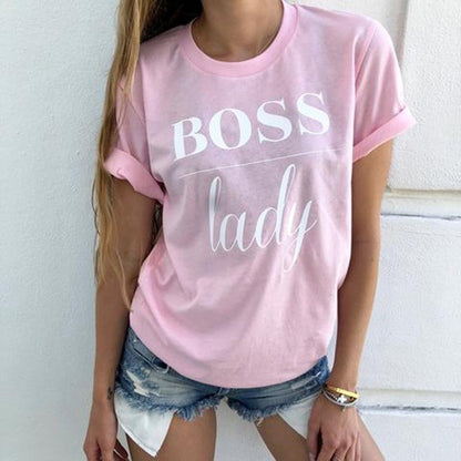 S.W. Summer Fashion Women Casual Letter Printed T-shirt Tops Lady Tee Printed Short Sleeve Tops