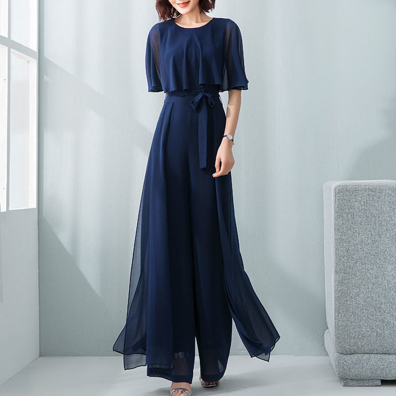 S.W. Lotus sleeve jumpsuit women's wide leg  temperament jumpsuit