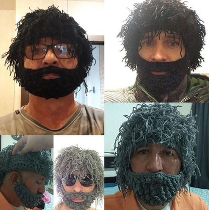 S.H. knit wool handmade beard men wig hats