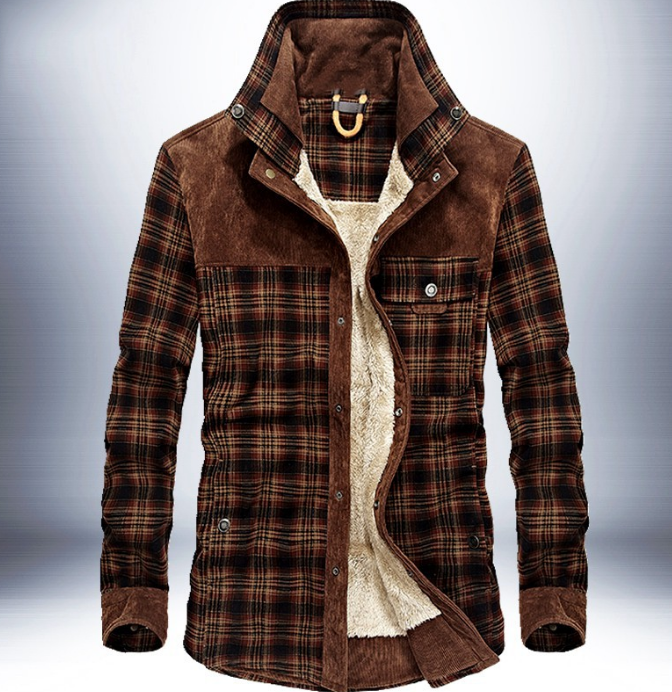 S.M.  Pure Cotton Plaid  Military Style Jacket