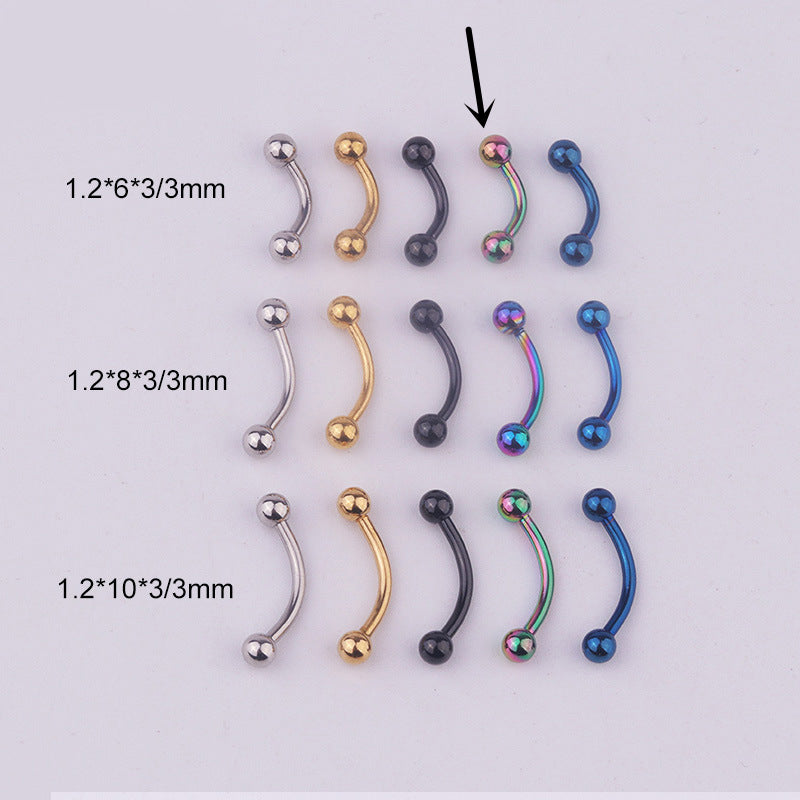 a set of six different colored nose rings