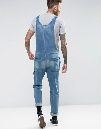 S.M. Fashion Denim Suspender Pants Slim Fit