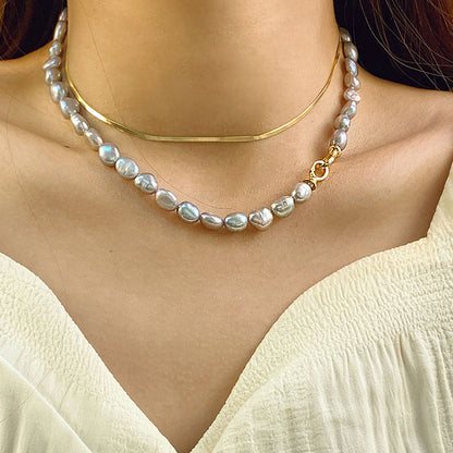 S925 Sterling Silver Baroque Pearl Necklace For Women