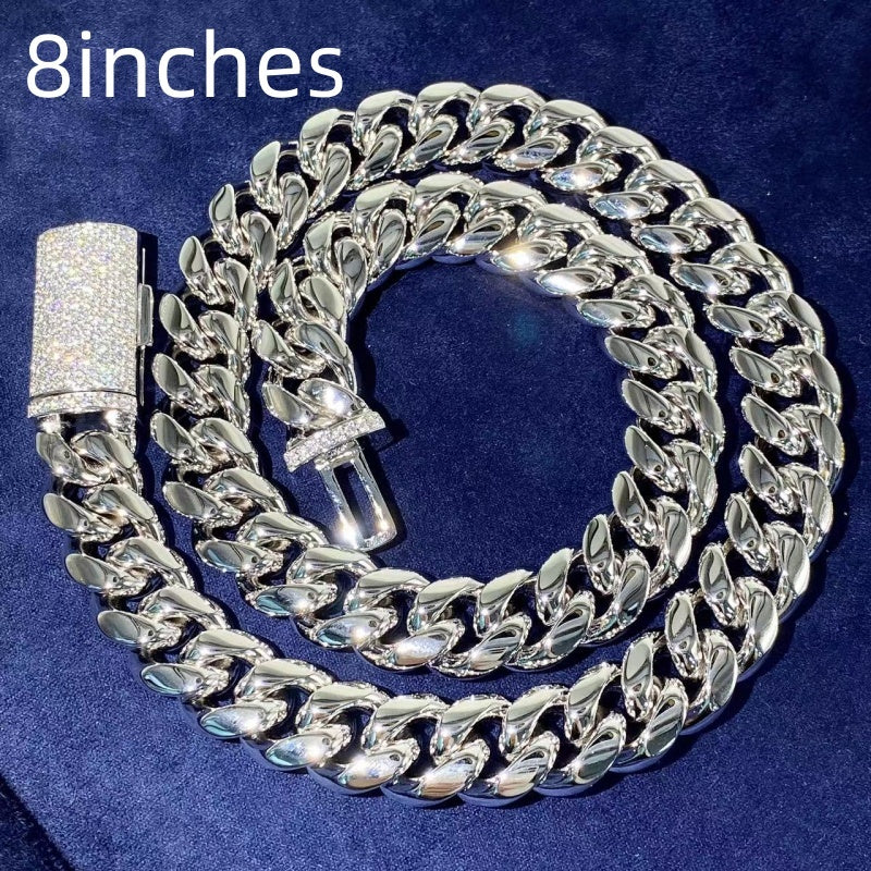 8mm Stainless Steel Inlaid Vvs Moissanite Buckle Hip Hop Necklace