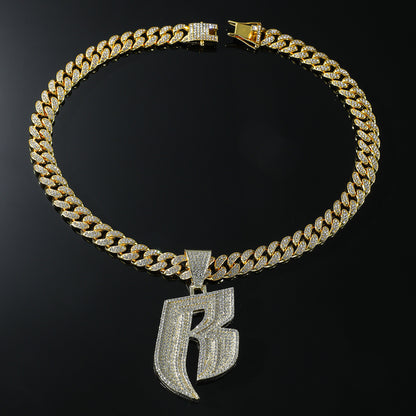 Men's Fashion And Fully-jewelled Letter B Pendant Necklace