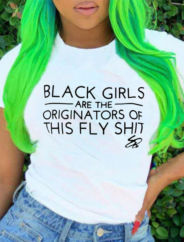 a woman with green hair wearing a t - shirt that says black girls are the