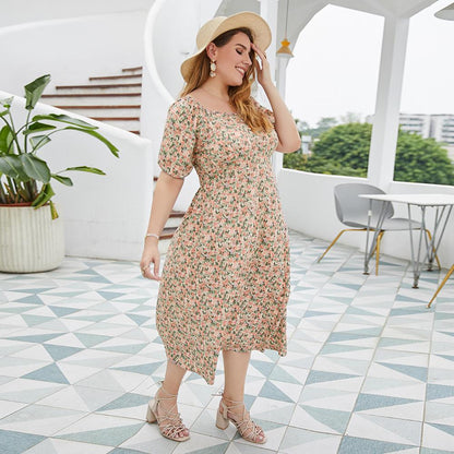 Plus Size Women Floral Dress