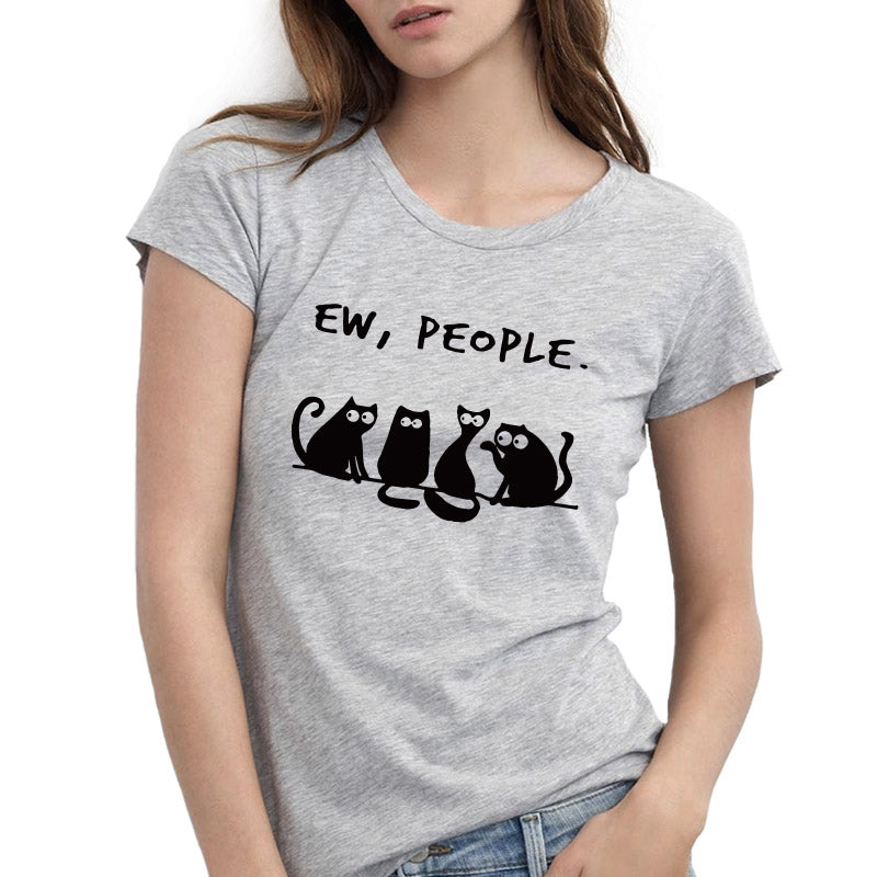 Four cats, European and American letters, street t-shirts for men and women