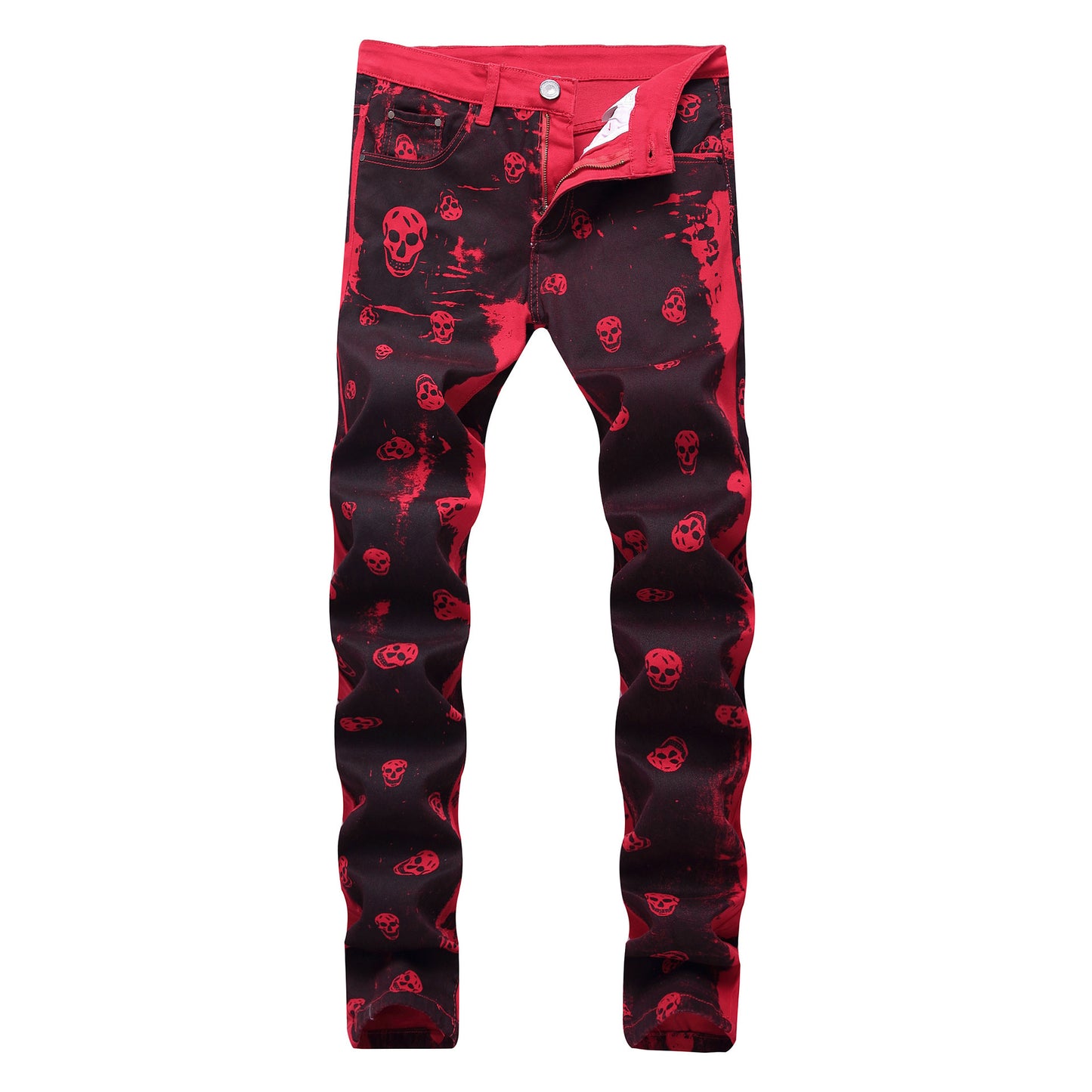 S.M. Skull red jeans men's skinny jeans