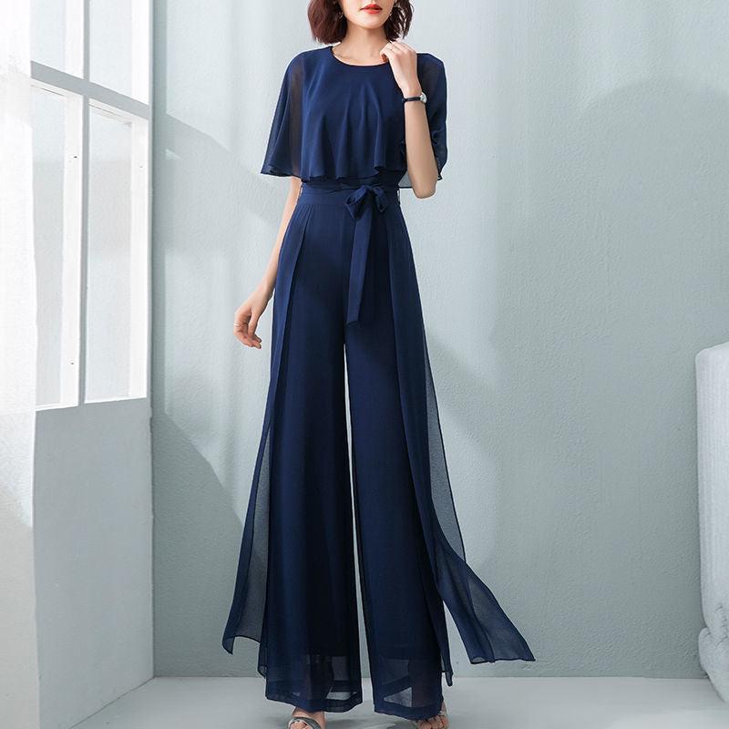 S.W. Lotus sleeve jumpsuit women's wide leg  temperament jumpsuit