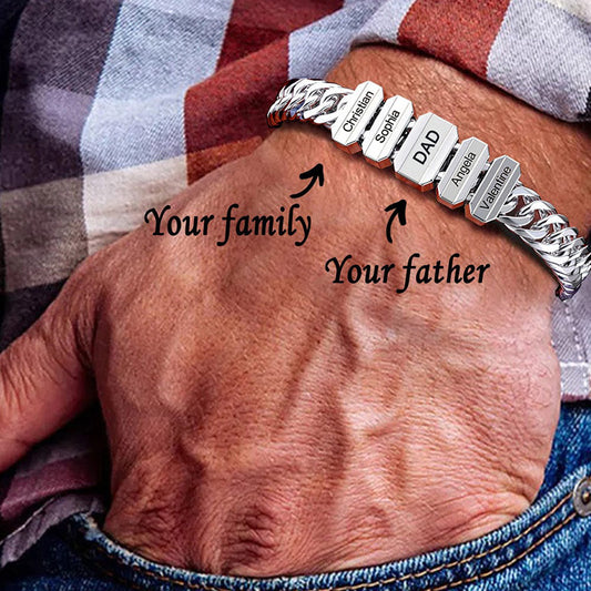 Men's Stainless Steel Lettering Color Combination Cuban Chain Bracelet