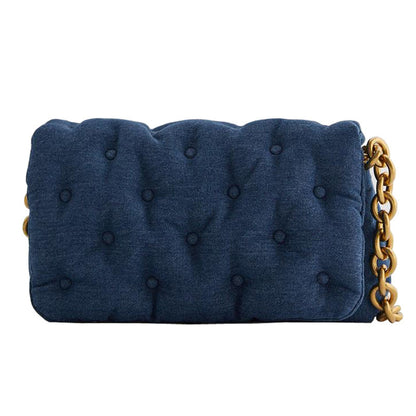 Blue oversized denim quilted shoulder bag