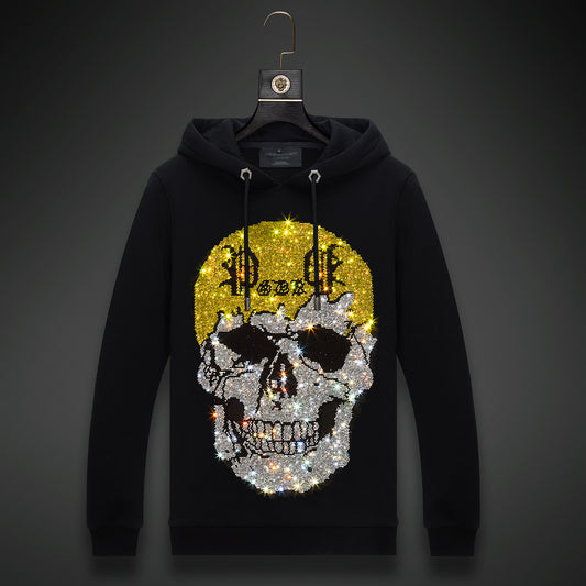 F.J.C. S.M. Rhinestone Skull drip hoodie