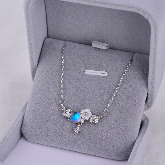 Flower Necklace Sterling Silver Clavicle Pendant For Women