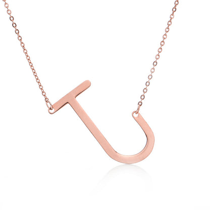 Fabulous Rose Gold Plated Stainless Steel Initial Letter Pendant Necklace