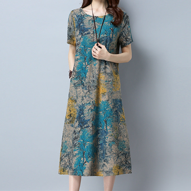 Women's long abstract pattern Dress Plus Size