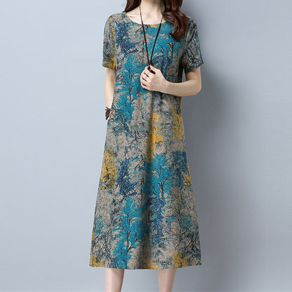 Women's long abstract pattern Dress Plus Size