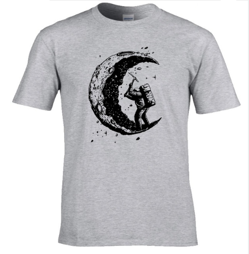 S.M. Digging The Moon Print Casual T-Shirt