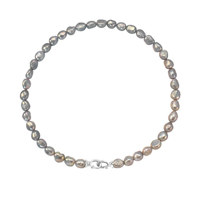 S925 Sterling Silver Baroque Pearl Necklace For Women