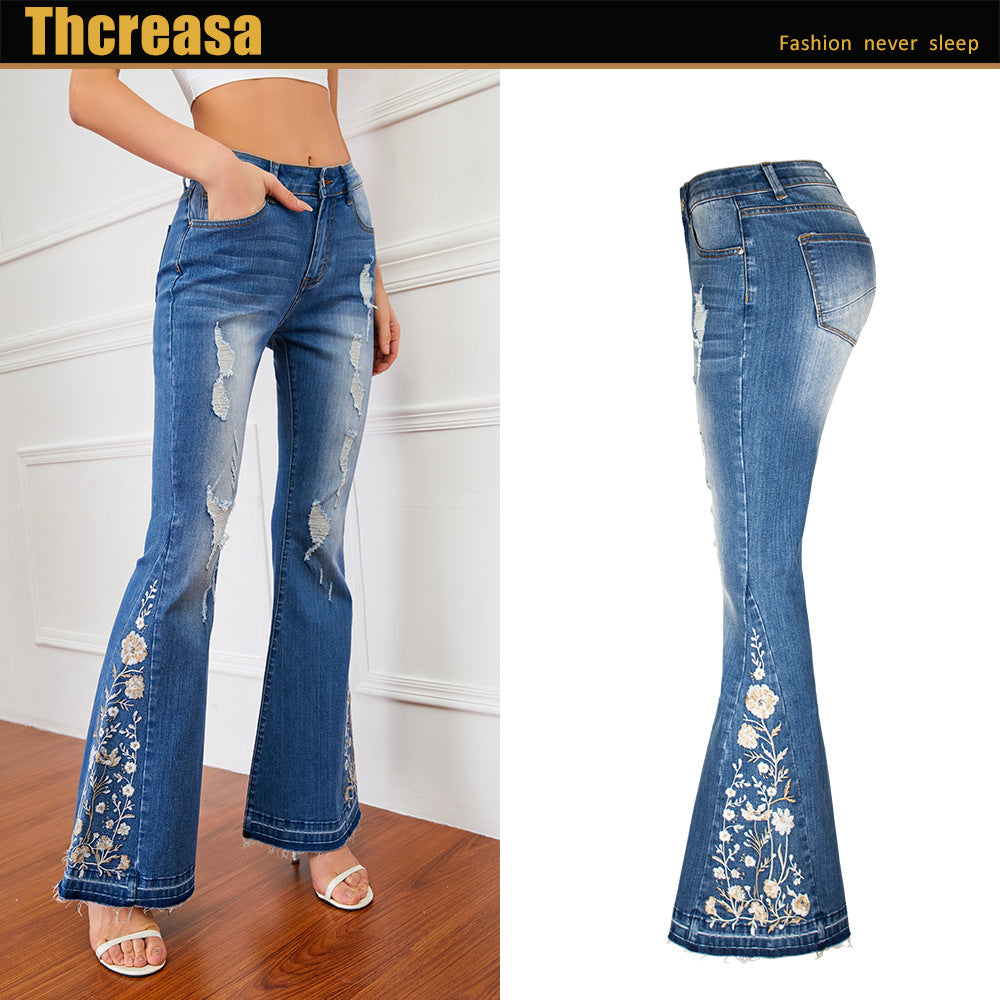 S.W.  3D Embroidery Women's Jeans