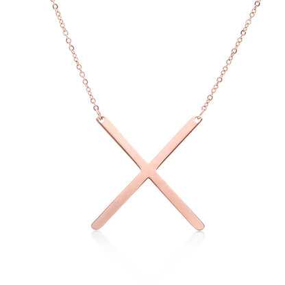 Fabulous Rose Gold Plated Stainless Steel Initial Letter Pendant Necklace