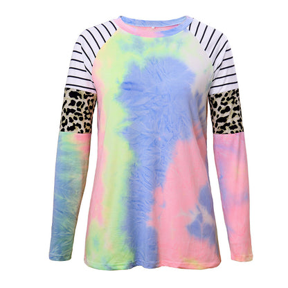 S.W. Tie-dyed leopard-print T-shirts