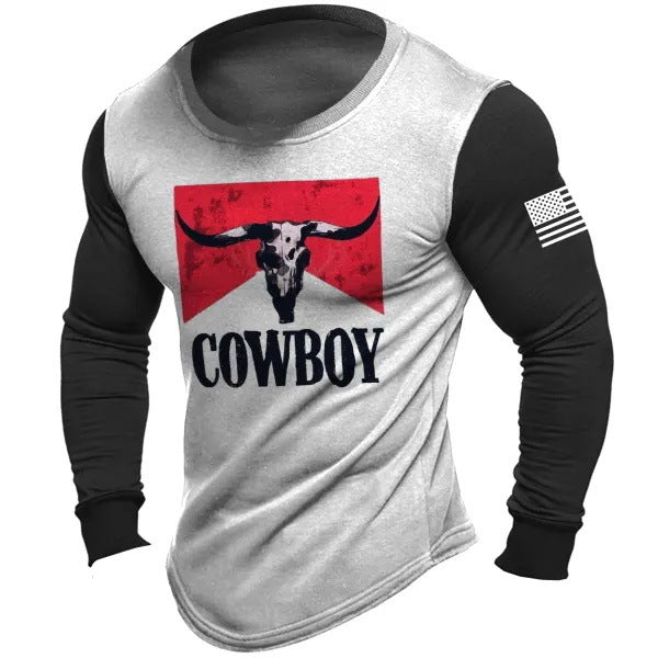 S.M. Men's Western print Long Sleeve T-shirts