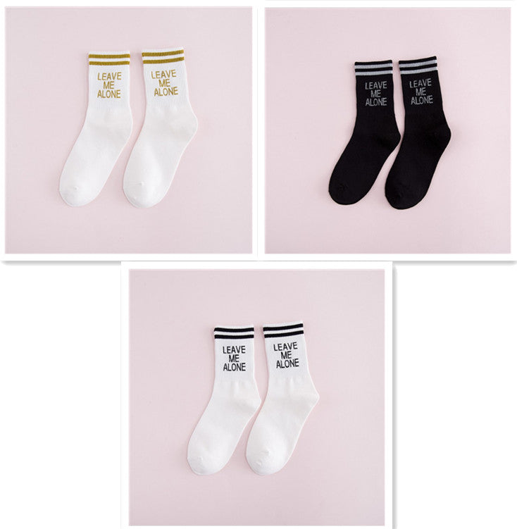 Luokou two bars long tube female socks